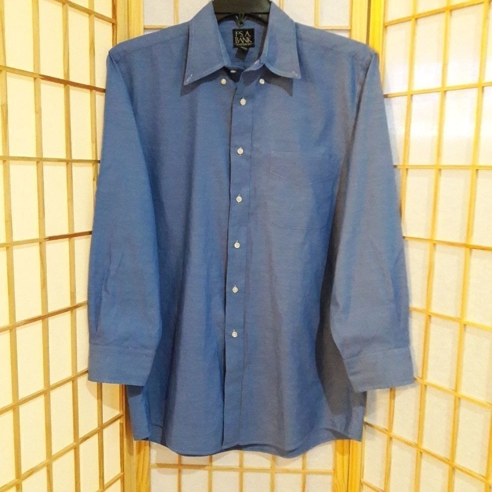 Jos A Banks Blue Pinpoint Button Down Cotton Shirt